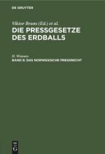 H Winsnes: Das norwegische Preßrecht