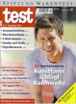 test Stiftung Warentest - Ausgabe 2003 Nr. 9 (September) / Topthema: Sportunterwäsche - Kunstfaser schlägt Baumwolle