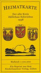 Heimatkarte Der alte Kreis Züllichau-Schwiebus 1938 - mehrfarbiger Reprint des Originals