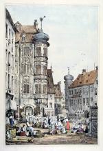 Altstadt mit Marktszene.