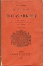 1900 - Paris, Hachette - Bibliothèque des meilleurs romans étrangers - livres rares - VIE ET AVENTURES DE NICOLAS NICKLEBY, TOME 2 seul, HACHETTE, 1900