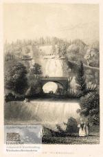 Der neue Wasserfall zu Wilhelmshöhe. Original-Stahlstich um 1840