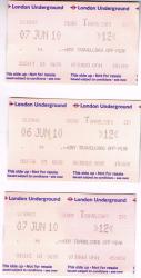 3 London Underground Tickets (U-Bahn-Ticket entwertet)