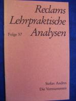 RECLAM - Reclams Lehrpraktische Analysen 57:  STEFAN ANDRES "Die Vermummten" Novelle