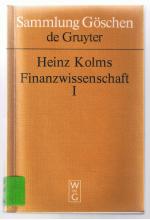 Finanzwissenschaft I - Grundlegung; Öffentliche Ausgaben