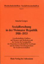 Sozialforschung in der Weimarer Republik 1918-1933