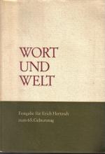 Wort und Welt. Festgabe für Prof. D. Erich Hertzsch anläßlich der Vollendung seines 65. Lebensjahres