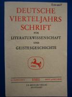 Deutsche Vierteljahresschrift für Literaturwissenschaft und Geistesgeschichte