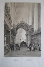 München. Innere Ansicht der Domkirche. Original Lithographie.