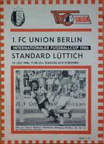 Internationaler Fussballcup 1986, 19. Juli 1986, 1. FC Union Berlin - Standard Lüttich, Stadionheft