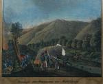 Altkolorierte Original-Lithographie/ Steindruck zu den Befreiungskriegen 1806: Schlacht bei Jena und Auerstedt "BIVOUAC DER FRANZOSEN IM MÜHLTHALE"