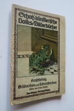 Grimm, Jac. und Wilh. (Brüder od. Gebrüder Grimm). Froschkönig. Brüderchen und Schwesterchen. Mainz, Jos. Scholz Verlag, um 1907. * Mit 8 chromolithographischen ganzseitigen Illustrationen und 2 Textabbildungen von Franz Stassen. * 8 Bl. Farbig illustrierter original Kartoneinband.