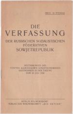 Die Verfassung der Russischen Sozialistischen Föderativen Sowjetrepublik.