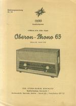 Bedienungsanweisung Nr. 101 - Oberon-Phono 63 - 9 Röhren, 8/12 -Kreis-Super (mit Plattenspieler) - RFT Rundfunkgeräte