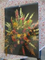 Kalender mit Blumen-Motiven - ALUMINIUM-beschichtet !  - 12 Aluminium-beschichtete Blätter und in Farbdruck