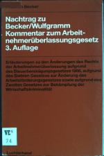 Nachtrag zu Becker/ Wulfgramm: Kommentar zum Arbeitnehmerüberlassungsgesetz