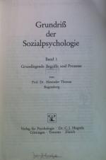 Grundriss der Sozialpsychologie: BAND 1: Grundlegende Begriffe und Prozesse.