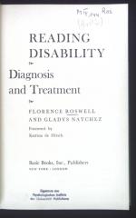 Reading Disability. Diagnosis and Treatment.