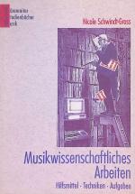 Nicole Schwindt: Musikwissenschaftliches