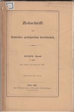 Zeitschrift der Deutschen Geologischen Gesellschaft. XXXIX. Band 1887, 3. Heft: Juli, August und September 1887. - Enthaltene Aufsätze: O.Zeise: Ueber das Vorkommen von Riesenkesseln bei Lägerdorf / J.Felix: Untersuchungen über fossile Hölzer / C. Weiss: Mittheilungen über das ligurische Erdbeben vom 23. Februar 1887 und folgende Tage / H.Eck: Bemerkungen über einige Encrinus-Arten / J.Lemberg: Zur Kenntnis der Bildung und Umbildung von Silicaten / u.a.