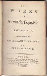 The works of Alexander Pope, volume IV, containing his miscellaneous pieces in verse and prose.