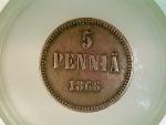 Münze, 5 Penniä, 1866, Finnland unter Za