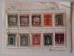 Blatt mit 10 Marken Poste di Fiume mit Aufdruck Regno d`Italia Werte 5,10,15,20,25,30,50,60 centesimi und 1+2 Lira