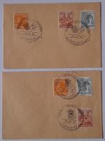 2 Umschläge Marl (Lkr. Recklinghausen) mit je 3 Marken Deutsche Post (12,24,25 Pf) und je 2 Stempeln 1. Norddeutsche Briefmarkenhaendlertagung 18.3.47 + 19.3.47)