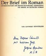 Der Brief im Roman. Untersuchungen zur erzähltechnischen Verwendung des Briefes im deutschen Roman. Bonner Arbeiten zur deutschen Literatur 28.