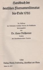 Handbuch der deutschen Flurnamenliteratur bis Ende 1926