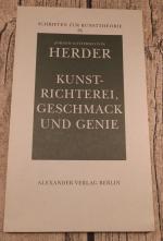 Herder, Johann Gottfried von - Kunstrichterei, Geschmack und Genie .