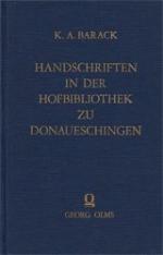 Die Handschriften der Fürstlich-Fürstenbergischen Hofbibliothek zu Donaueschingen