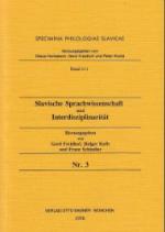 Slavische Sprachwissenschaft und Interdisziplinarität, Nr. 3