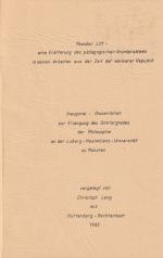 Theodor Lift - eine erörterung des pädagogischen Grundproblems in seinen Arbeiten aus der Zeit der Weimarer Republik