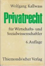 Privatrecht für Wirtschafts- und Sozialwissenschaftler