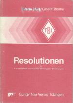 Thiel, Gisela und Gisela Thome: Resoluti Thiel, Gisela und Gisela Thome: Resoluti