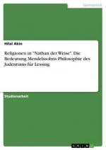 Religionen in "Nathan der Weise". Die Bedeutung  Mendelssohns Philosophie des Judentums für Lessing