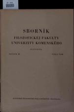 Sbornik Filozofickej Fakulty Univerzity Komenskeho. Rocnik IX, Cislo 72-80