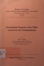 Privatization programs of the 1980s lessons for the Treuhandanstalt