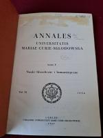 Annales Universitatis Mariae Curie-Sklodowska. Sectio F. Nauki filozoficzne i humanistyczne. Vol. XI. 1956