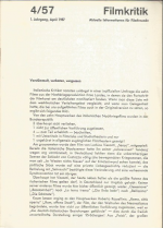 Filmkritik. 1. Jahrgang 1957. Nr. 4-12. April 1957-Dezember 1957