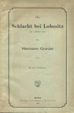 Die Schlacht bei Lobositz am 1. Oktober 1756. Mit einem Terrainskizze