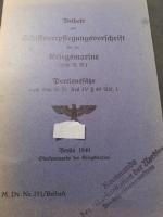 Beiheft zur Schiffsverpflegungsvorschrif für die Kriegsmarine Portionssätze 1940