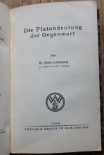 Platonische Mystik; Die Platondeutung der Gegenwart; Der Sinn des Staates und die Lehre von den Staatsformen bei Platon (Euckenbund); Platons zweiter Hippiasdialog Gehalt, Beurtheilung von Dr. Wilhelm Schneidewin; Die Platonische Akademie und die moderne Universitas Litterarum Rede von Ernst Howald