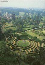 Somerleyton Hall, Suffolk, Aerial view of The Maze with Hall and Gardens