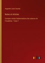 Notes et Articles | Comptes rendus hebdomadaires des séances de l'Académie - Tome 7 | Augustin Louis Cauchy | Taschenbuch | Paperback | Französisch | 2023 | Outlook Verlag | EAN 9783385012189