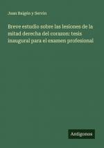 Breve estudio sobre las lesiones de la mitad derecha del corazon: tesis inaugural para el examen profesional | Juan Baigén y Servin | Taschenbuch | Paperback | Spanisch | 2024 | Antigonos Verlag