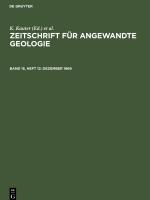 Zeitschrift fuer Angewandte Geologie, Band 15, Heft 12, Dezember 1969