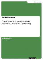 Übersetzung und Blindheit. Walter Benjamins Theorie der Übersetzung