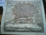 Ulm, anno 1740, Plan+Panorama, Seutter M., altkoloriert, selten